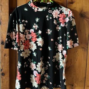 Floral Mock Turtleneck Blouse